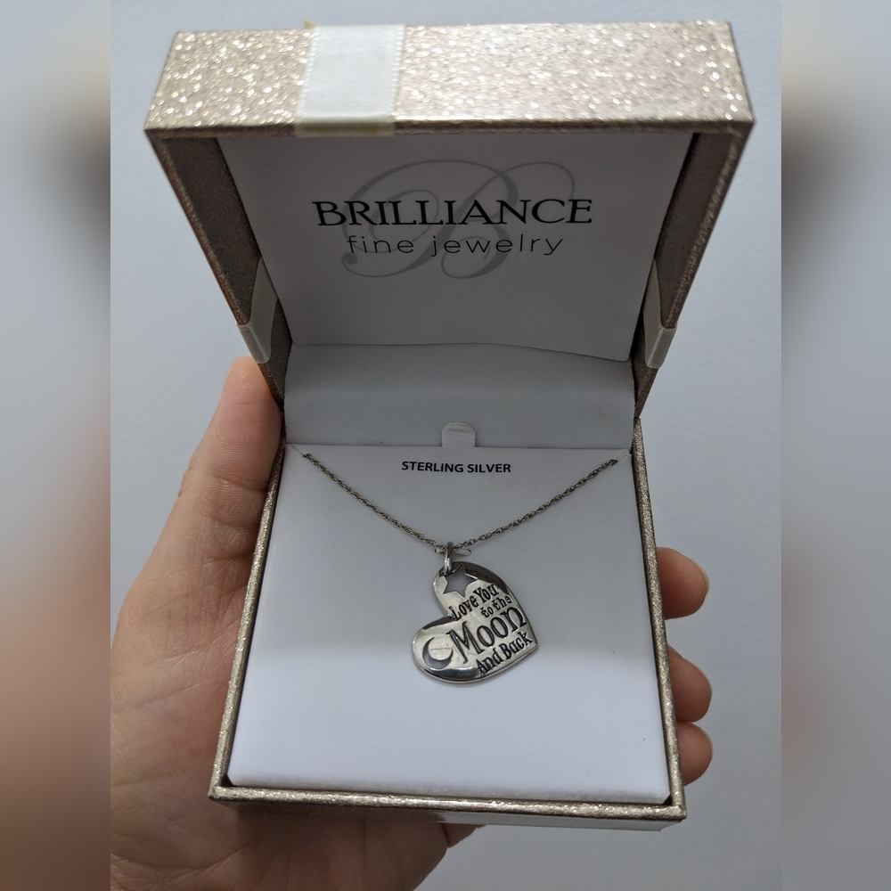 Sterling Silver Love You To The Moon And Back Heart Necklace, 18", New In Box